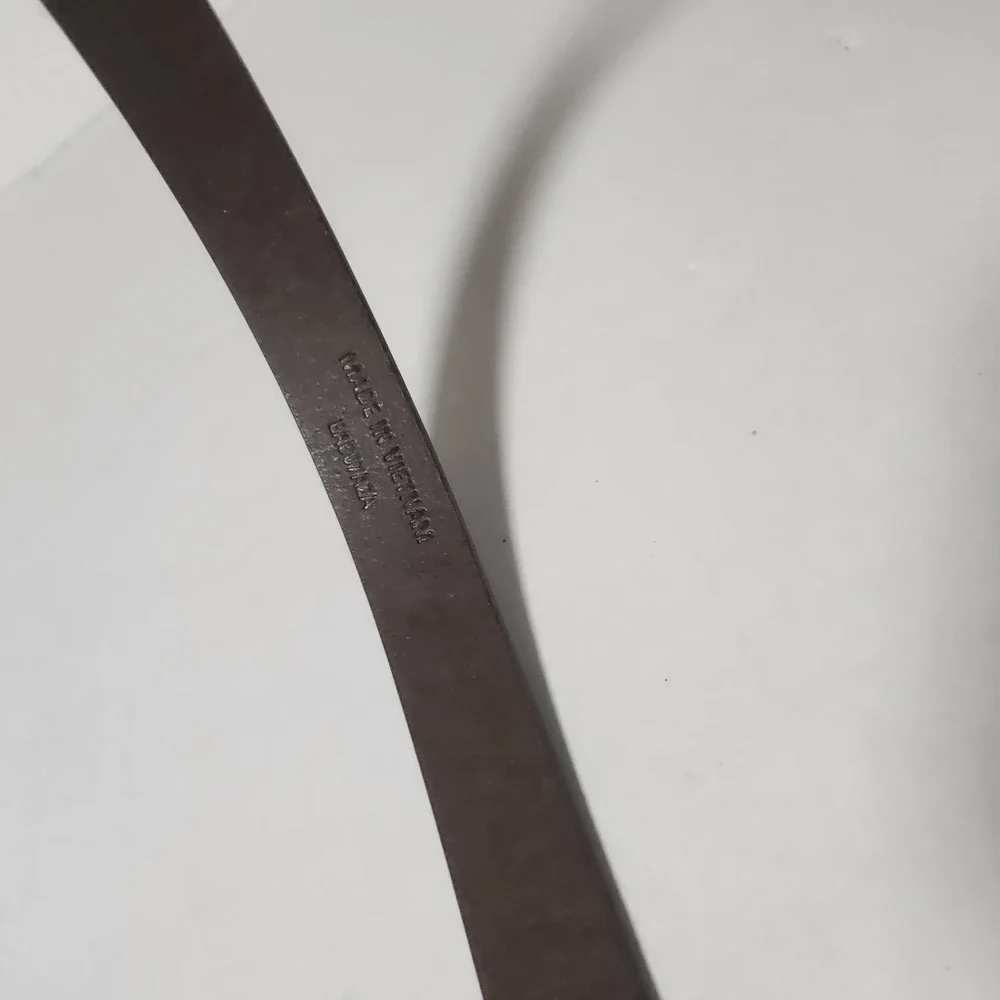 Vegetable Tanned Leather Narrow‎ Belt Adjustable One Size Dark Brown
